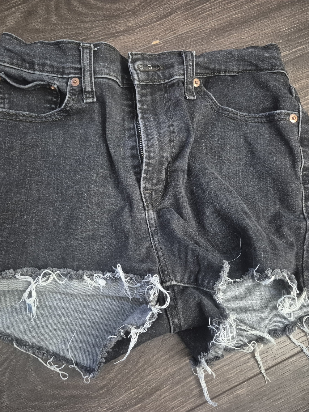 Levi's Black Cutoff Denim Shorts with Frayed Hem